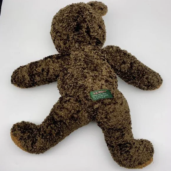 LL Bean Brown Plush Bear 16" Articulated Arms Legs Curly Poly Fur DCI Keene NH - Picture 4 of 9